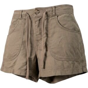 Project Indigo Women's Linen Blend Drawstring Waist Shorts XS Tan Casual Beach